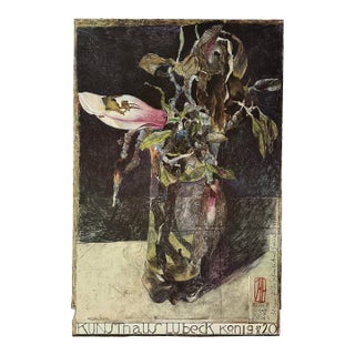 Horst Janssen - Neo-Expressionist Still Life Magnolia Lübeck Lithograph, Signed For Sale
