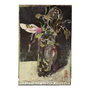 Horst Janssen - Neo-Expressionist Still Life Magnolia Lübeck Lithograph, Signed