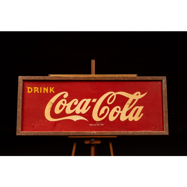 1940s Large Coca Cola Framed Tin Litho Sign For Sale - Image 13 of 13
