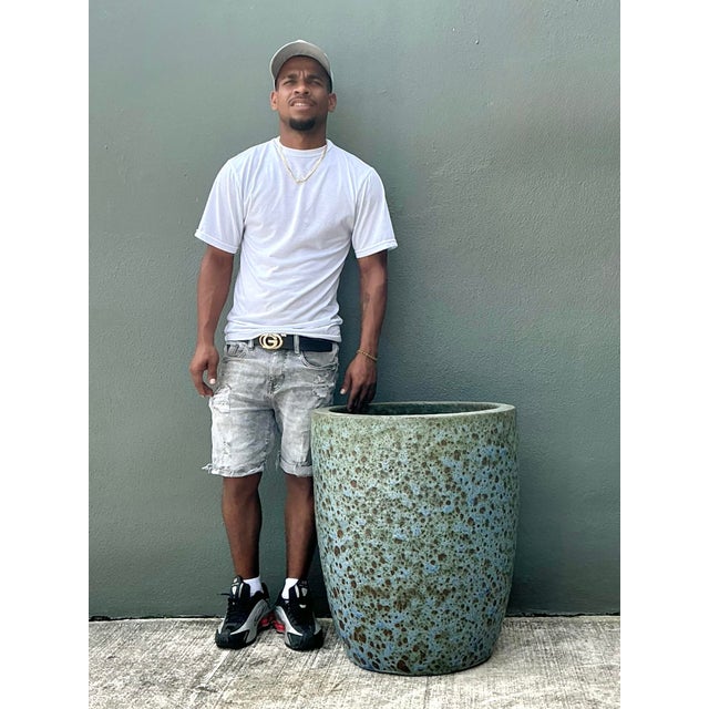 Mid-Century Modern Vintage Lave Glaze Ceramic Planter For Sale - Image 3 of 12