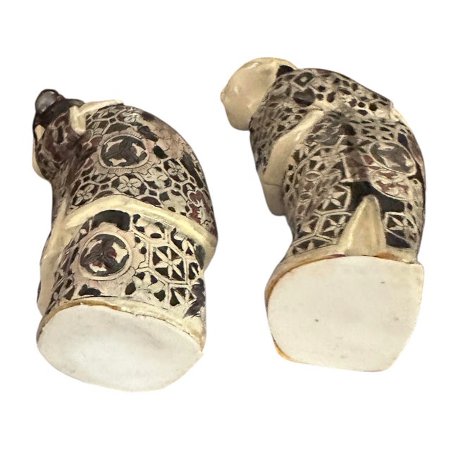 Plastic A Pair of Late 20th Century Oriental Hand Painted Figurines For Sale - Image 7 of 10