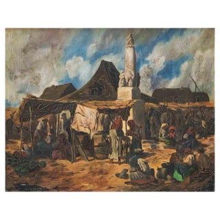 Unknown, Market in the Puszta, Oil on Board, 19th Century For Sale