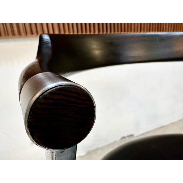 Black Sculptural Chair in Steel, Wood and Leather, Germany, 1980s For Sale - Image 8 of 18