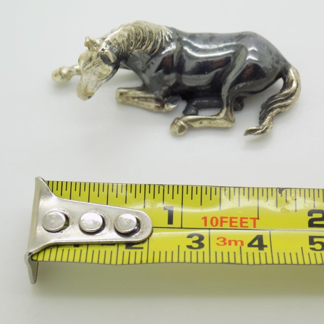 Vintage Italian Handmade Genuine Silver Saturno Branded Sitting Horse Figurine, 1980s For Sale - Image 11 of 12