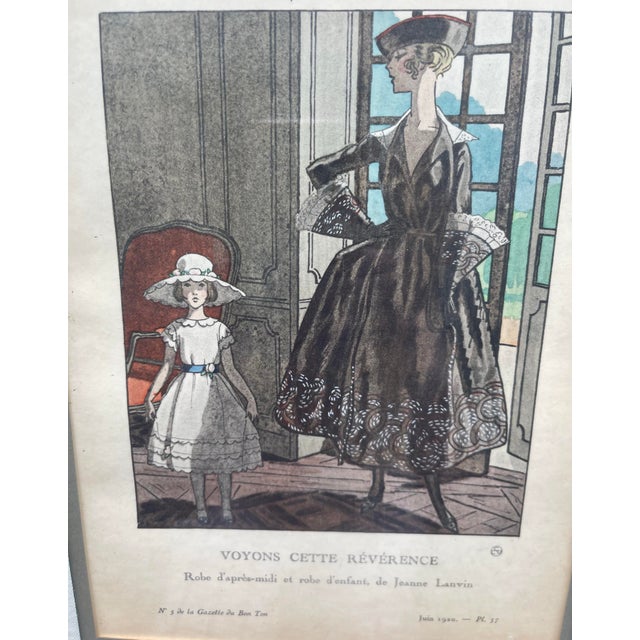 Museum - Quality Framed 1920s French Art Deco Pochoir Fashion Prints - Pair For Sale - Image 4 of 11