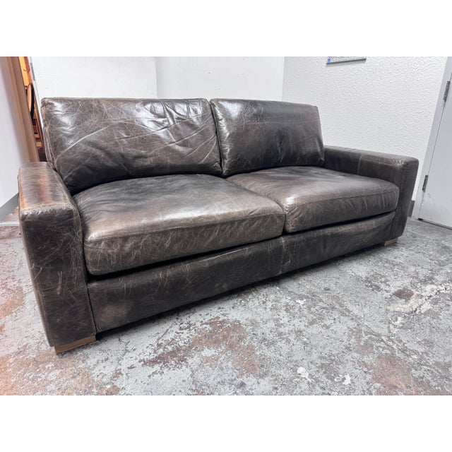 Restoration Hardware Maxwell Leather Sofa Chairish