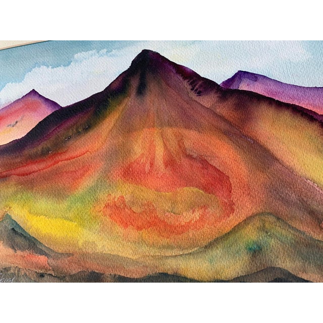 Postmodern Late 20th Century Abstract Mountain Landscape Watercolor Painting by Frealon Norden Bibbins For Sale - Image 3 of 5