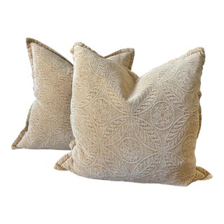 Vintage Down-Filled Butter Yellow Pillows, a Pair For Sale