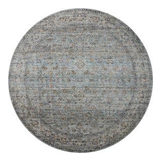 Jean Stoffer x Loloi Katherine Ocean / Gold 7'-10" x 7'-10" Round Area Rug For Sale