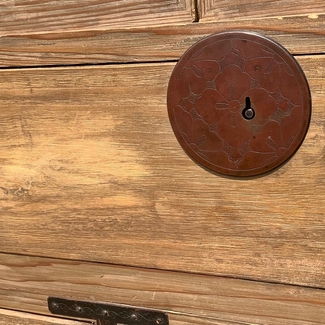 Antique Kiri Wood and Hand Forged Hardware Tansu Chest For Sale - Image 4 of 14