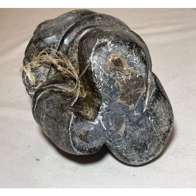 Antique Hand Carved Soapstone Canadian Figural Fisherman Eskimo Sculpture Inuit For Sale - Image 11 of 13