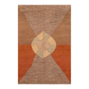 1980s Boho Chic Gabbeh Orange/Brown Wool Rug - 6'2" X 9'3"
