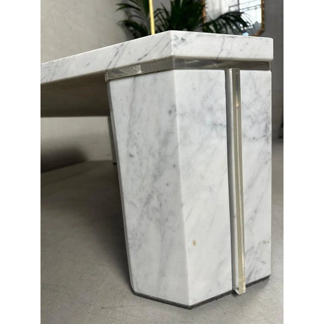 Stone Vintage Coffee Table in Carrara Marble For Sale - Image 7 of 11