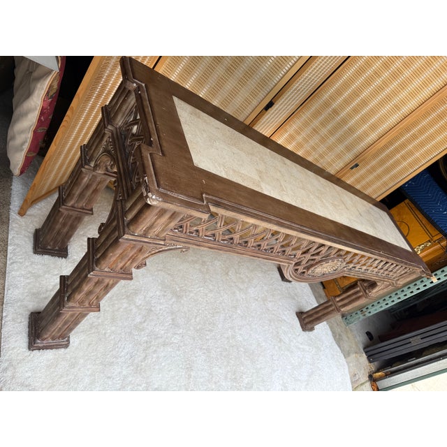 72" Vintage British Colonial Console Table For Sale In Naples, FL - Image 6 of 15