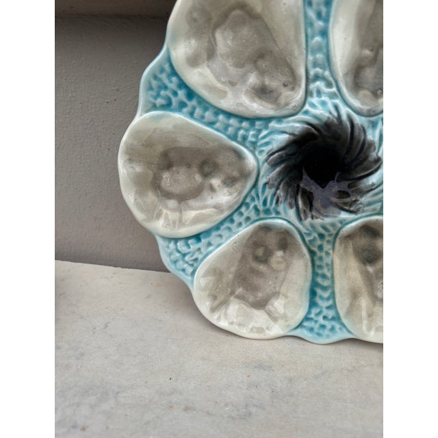 French French Majolica Oyster Plate Orchies, Circa 1910 For Sale - Image 3 of 4