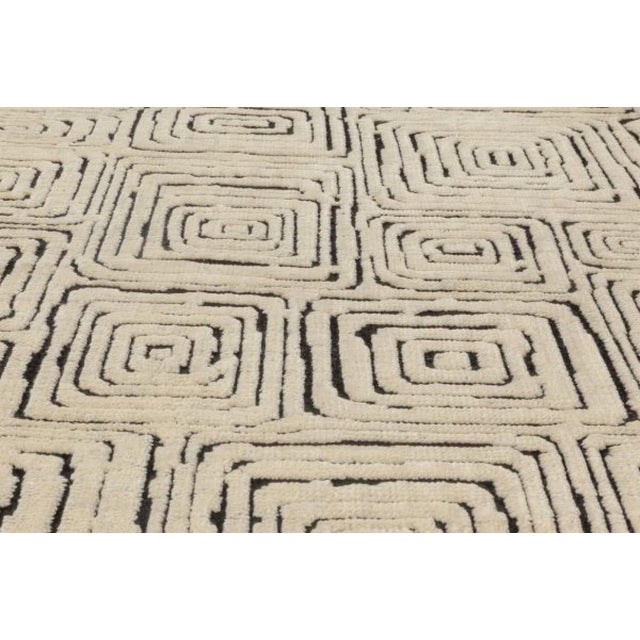 Modern Quagmire Black and White Geometric Wool Rug by Doris Leslie Blau For Sale - Image 4 of 7