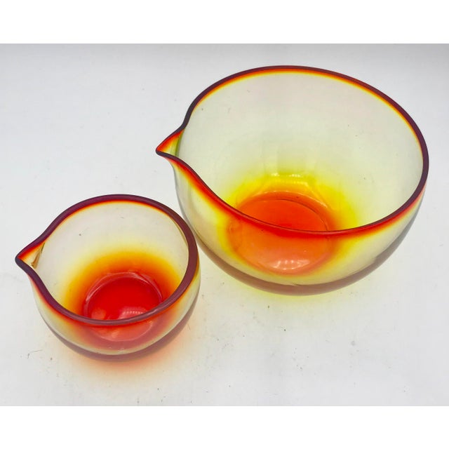 1960s Vintage Blown Glass Amberina Nesting Measuring Bowls - A Pair For Sale In New York - Image 6 of 8