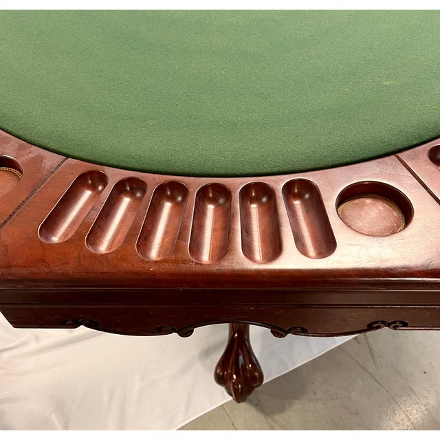 Vintage 1970s Mikhail Darafeev Pedestal Dining/Poker Table With Six Leather Swivel Chairs For Sale - Image 12 of 18