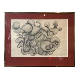 1970s Abstract Pencil Drawing by Canfield For Sale
