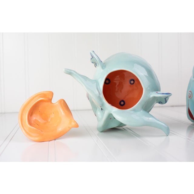 Original 1996 Signed Mark Switzer Studio Ceramics Sugar & Creamer Set For Sale - Image 12 of 17