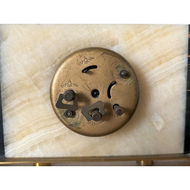 Metal Art Deco Marble Table Clock from Bayard, France, 1930s For Sale - Image 7 of 10