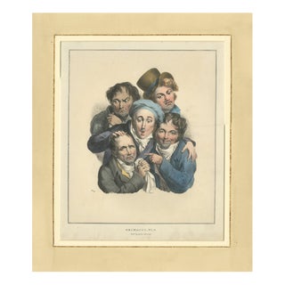 Grimaces Pl. 2 Female Emotions, 1823, Satirical Lithograph, Paper For Sale