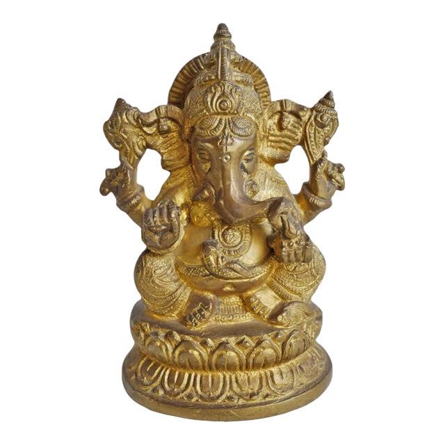Vintage Small Brass Ganesha Figure For Sale