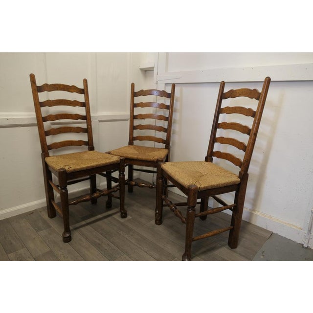 19th Century Farmhouse Ladder Back Dining Chairs, 1830s, Set of 3 For Sale - Image 6 of 7