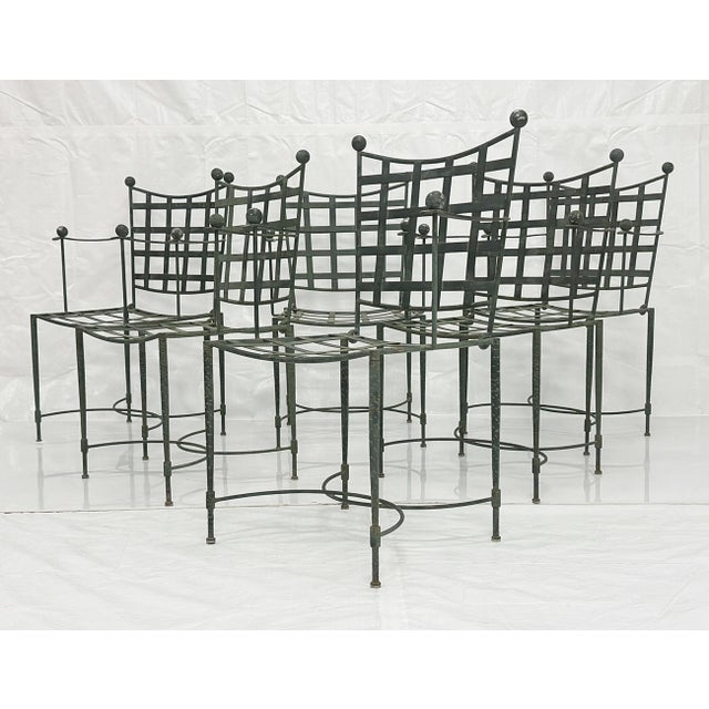 Mario Papperzini 1970s Set of Six Mario Papperzini for Salterini, Iron Lattice Outdoor Armchairs, Attributed For Sale - Image 4 of 18