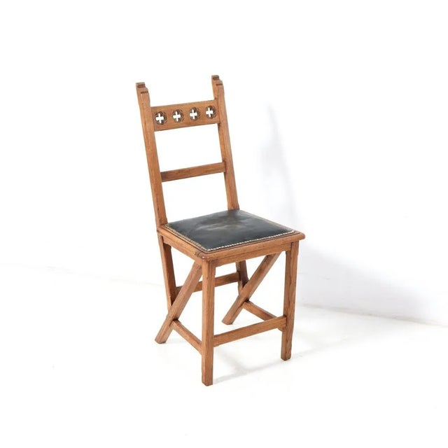 Arts & Crafts Art Nouveau Oak and Skai Side Chair by Hendrik Petrus Berlage, 1900s For Sale - Image 10 of 10