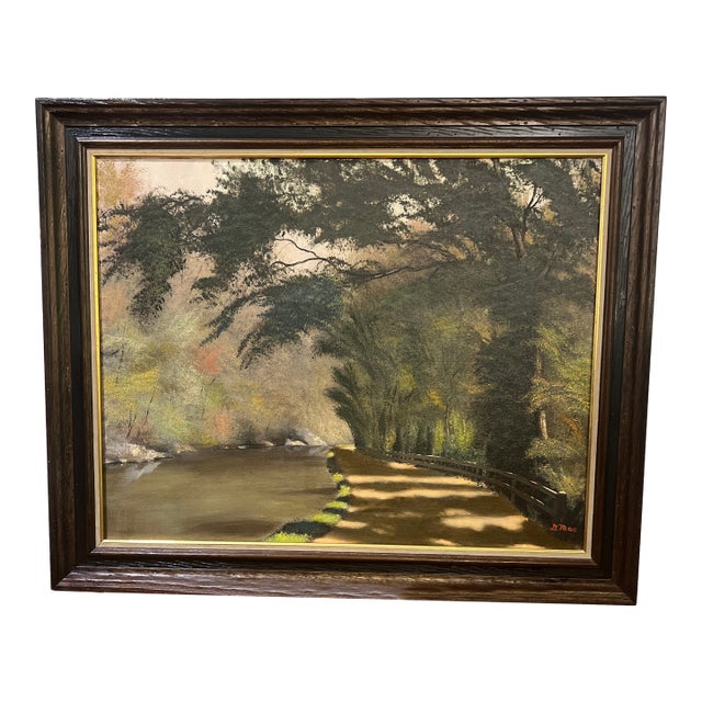 20th Century American School Oil on Canvas Impressionist Style Landscape Framed Signed For Sale