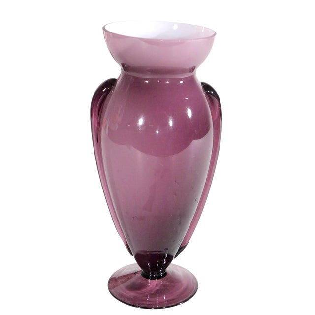 Glass Mid Century Lavender Art Glass Vase Made in Japan For Sale - Image 7 of 8