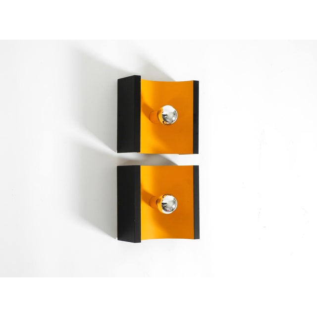 1960s Space Age Metal Wall Lamps in Yellow and Black by Klaus Hempel for Kaiser Leuchten, 1960s, Set of 2 For Sale - Image 5 of 18