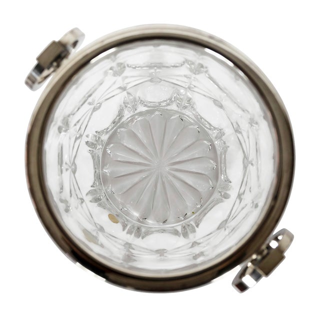 Vintage French hand made cut crystal champagne bucket decorated with metal trim and handles. Heavy and solid. Very good...