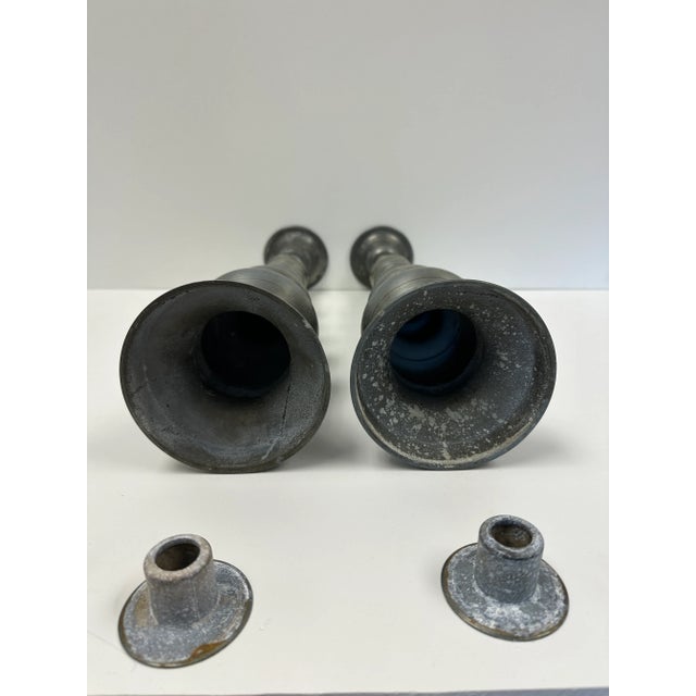Metal Pair of Vintage Metal Candlesticks For Sale - Image 7 of 11