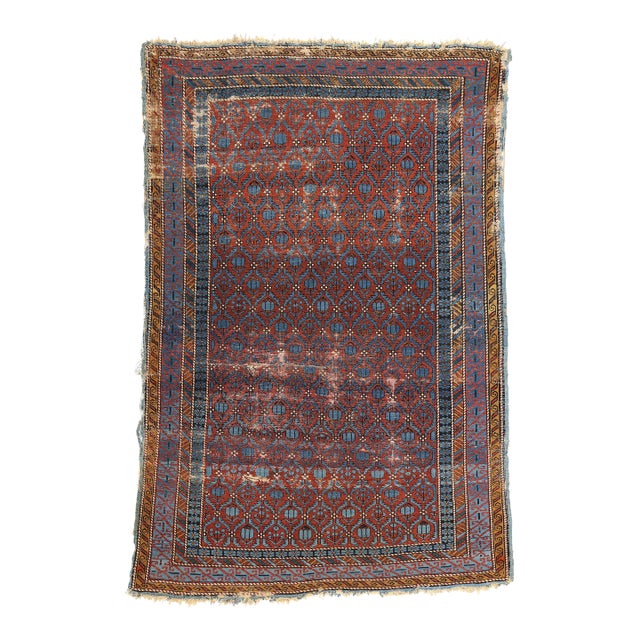 Distressed Antique Persian Kuba Rug - 04'01 X 06'02 For Sale