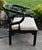 Vintage Century Chair Black Lacquer Horseshoe Ming Chair Brass Accents For Sale - Image 11 of 17