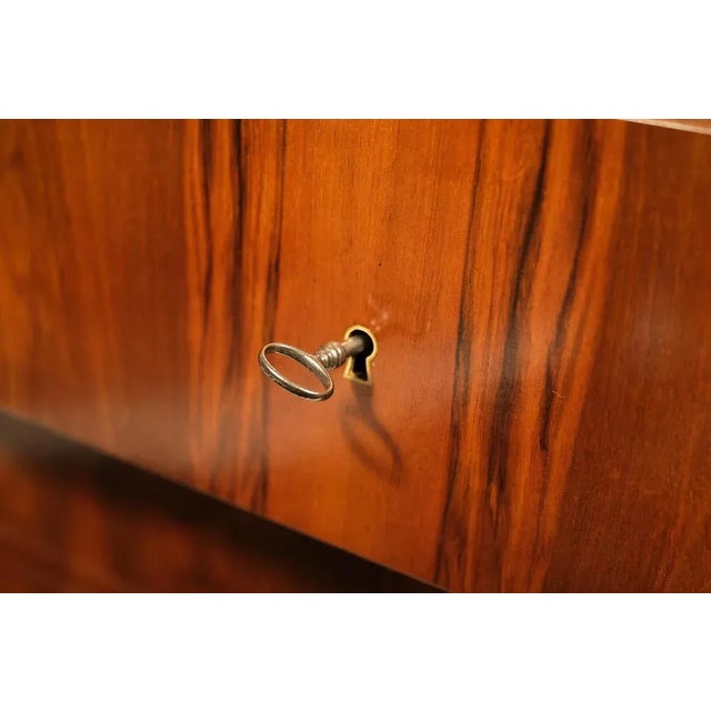 Chest of drawers with a beautiful walnut veneer, France restored around 1830 walnut with marble plate and shellack hand...