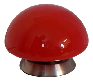 Vintage Table Lamp with Metal Base, Touch Sensor and Red Glass Shade, 2010s