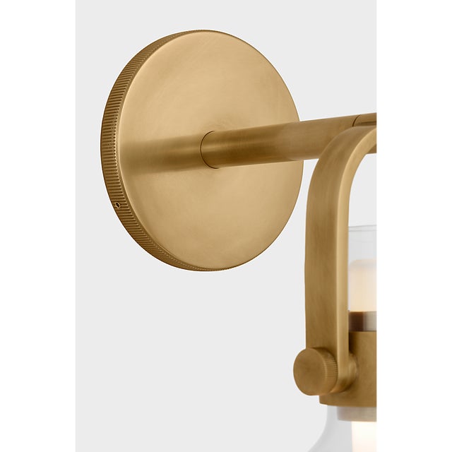 Modern Ian K. Fowler for Visual Comfort Signature Larkin Small Empire Bracketed Sconce in Hand-Rubbed Antique Brass with Clear Glass For Sale - Image 3 of 6