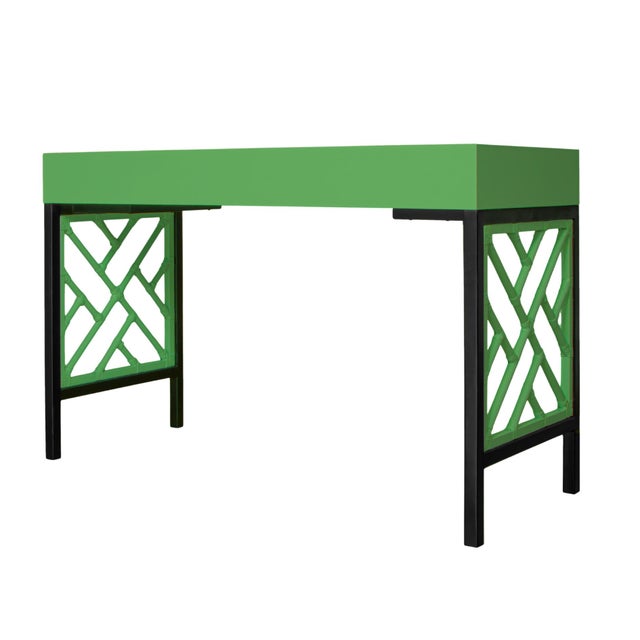 Chippendale Writing Desk - Bright Green For Sale In West Palm - Image 6 of 9
