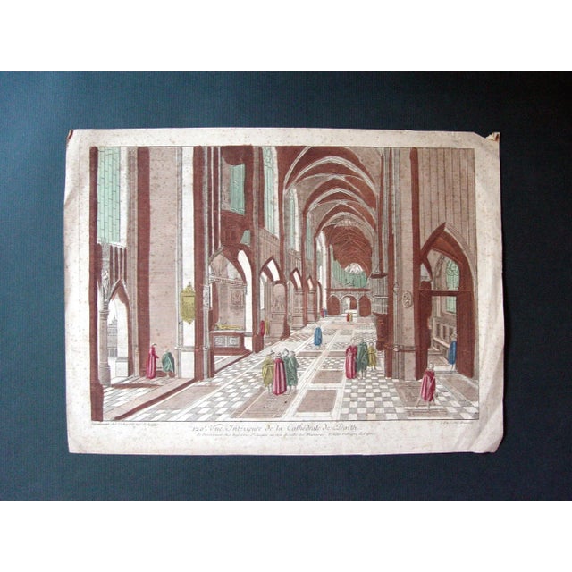 Late 18th Century 1760's French Engraving Interior of Cathedral De Dorth For Sale - Image 5 of 6