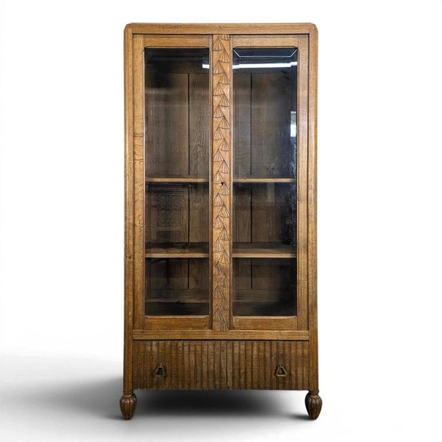 Art Deco Style Oak Display Cabinet For Sale - Image 9 of 9