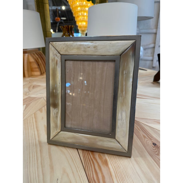1970s Vintage Horn and Metal Picture Frame For Sale - Image 5 of 6