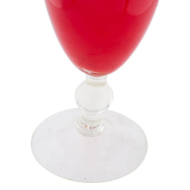 Mid-Century Modern Mid Century Modern Large Red Bud Vase Glass Art For Sale - Image 3 of 4