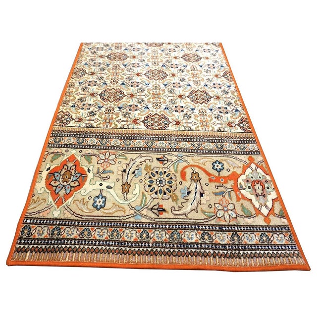 Orange Vintage Persian Tabriz Taba Tabai Wool 3x10 Orange & Ivory Handmade Runner Rug #1144065 For Sale - Image 8 of 15