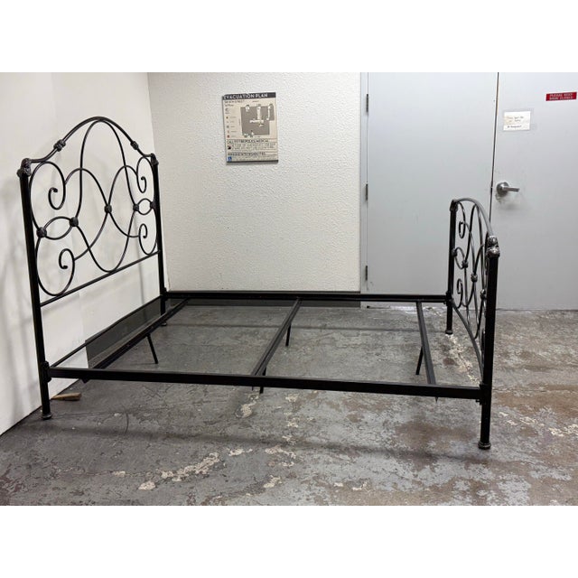 Queen Size Bombay Company Scrollwork Metal Bed Frame, Vintage For Sale - Image 4 of 12