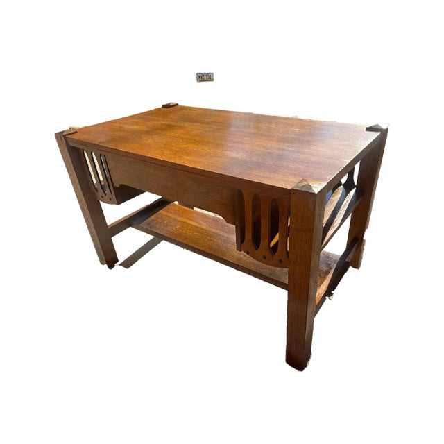 American Antique Mission Oak Desk For Sale - Image 3 of 5