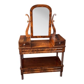 C1890 Flamed Mahogany Dressing Table With Mirror For Sale