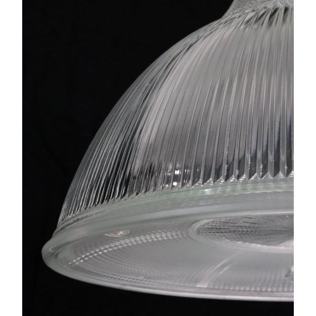 Vintage Industrial Holophane Glass Flush Mount Light For Sale - Image 4 of 12